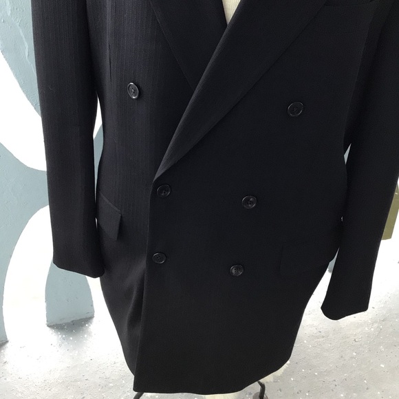 Jack Victor Montreal 100% Pure Virgin Wool Black Double Breasted Dress Blazer - Picture 2 of 16